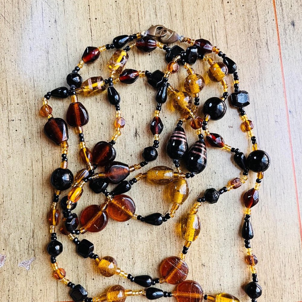 Extra long glass necklace